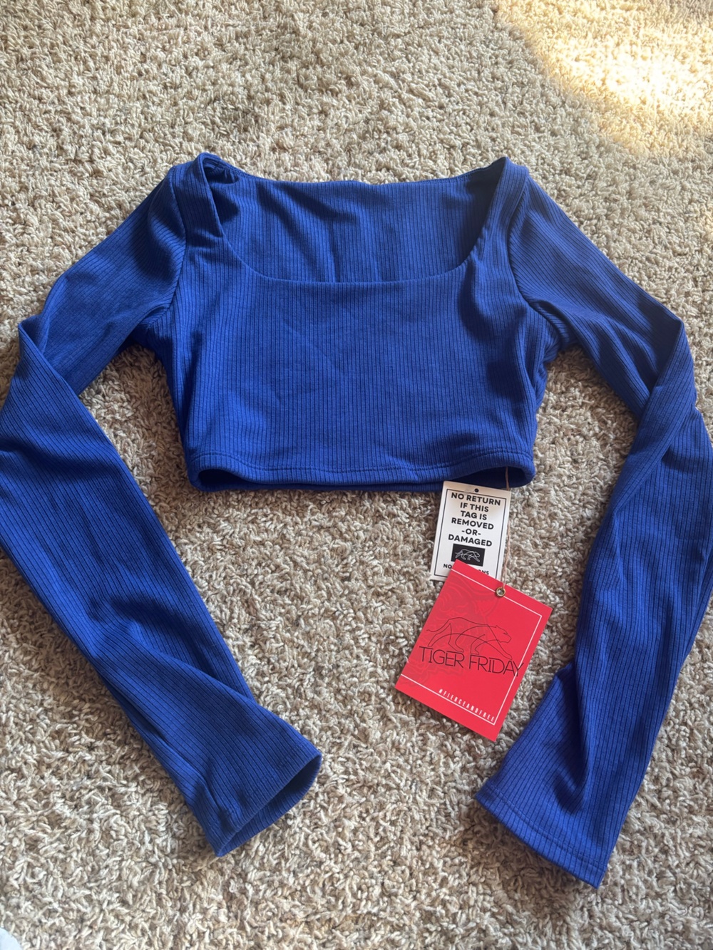 Tiger Friday Blue Ribbed Women’s Top